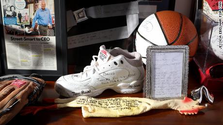 Items gifted to Novak are seen in his office at Yum!'s headquarters.