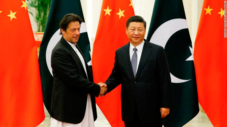 China&#39;s President Xi Jinping shakes hands with Pakistan&#39;s Prime Minister Imran Khan on November 2.