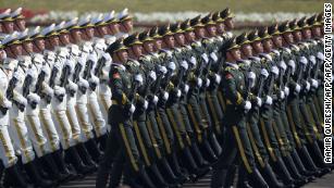 Chinese troops march during a Pakistan Day military parade in Islamabad on March 23, 2017.