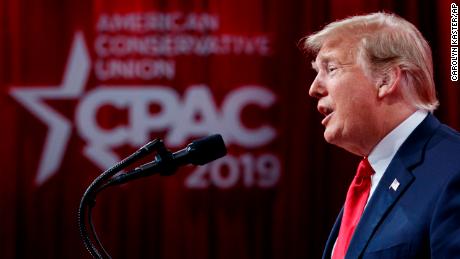 President Donald Trump speaks at Conservative Political Action Conference, CPAC 2019, in Oxon Hill, Md., Saturday, March 2, 2019. (AP Photo/Carolyn Kaster)