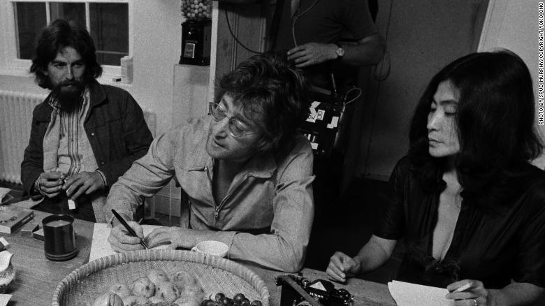 George Harrison, John Lennon and Yoko Ono (Photo by Spud Murphy/Copyright Yoko Ono)