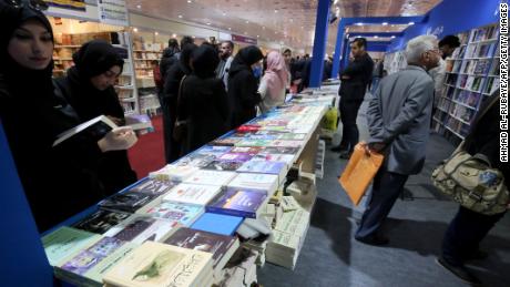 Iraqis visit the International Book Fair in Baghdad on February 7.