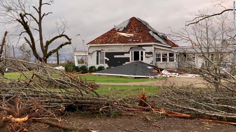 A house in Beauregard after a tornado hit Sunday.