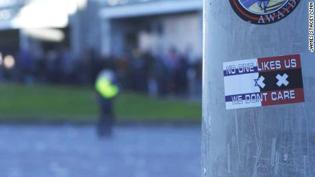 A sticker with a Star of David on a post close to the Ajax stadium.