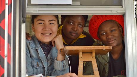 Refuge Coffee employees, from left, Somayyah Maqsudi, Chantal Mwamba and Janine Nyirandayisaba.