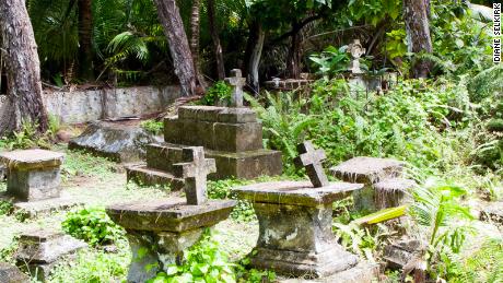 Overrun graves on the Chagos Islands in Diego Garcia.