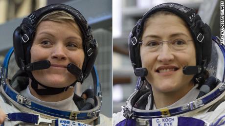 NASA astronauts Anne McClain, left, and Christina H. Koch will take part in a spacewalk March 29.
