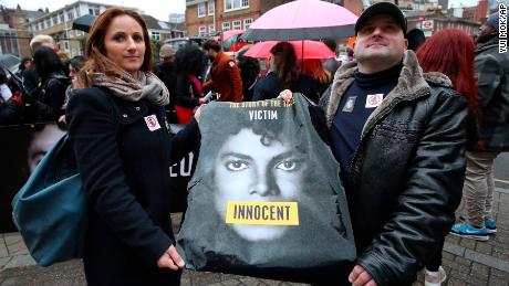 Michael Jackson fans staged a protest outside the headquarters of Channel 4 ahead of the airing of the documentary "Leaving Neverland."