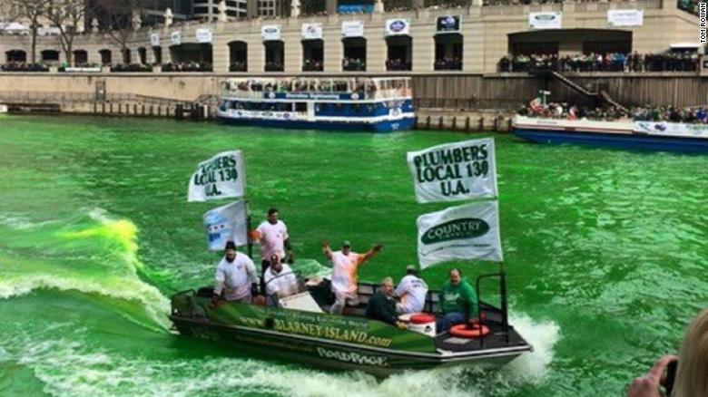On the morning of the St. Patrick&#39;s Day parade, the dye crew will be on the river by 9 a.m.