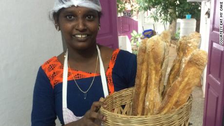 Janaki, an employee at Eat My Cake for two years, delivers bread to local restaurants.