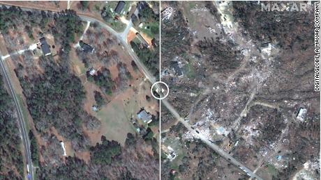 Before-and-after aerial photos show the devastation of the deadly Alabama tornadoes