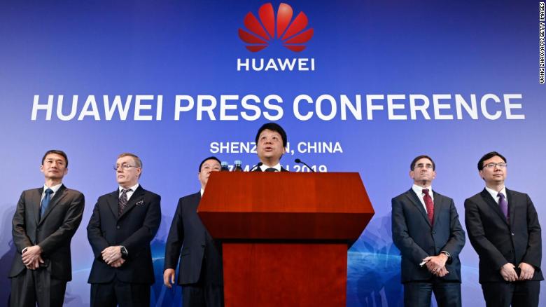 Huawei Deputy Chairman Guo Ping speak at a news conference Thursday at the company's headquarters in Shenzhen.