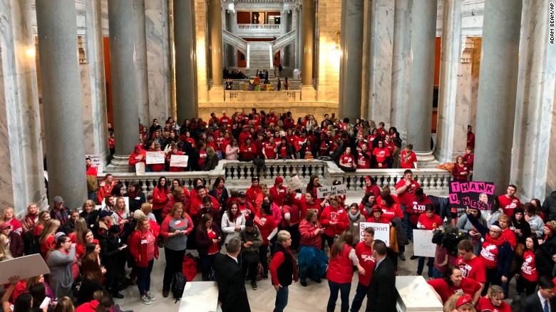 Hundreds of teachers fill the Kentucky Capitol on March 7.