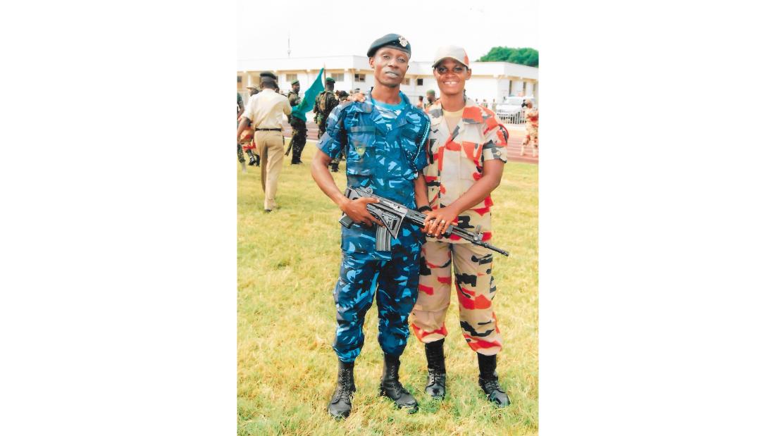 Grace and her husband Seidu Abubakari in their  uniforms. 