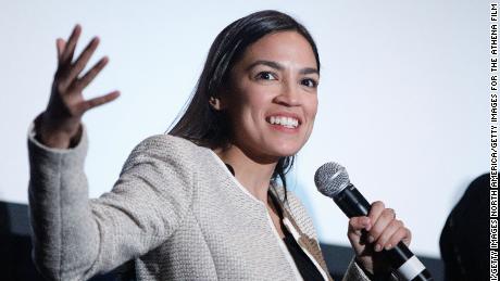 US Representative Alexandria Ocasio-Cortez on stage during the 2019 Athena Film Festival closing night film, "Knock Down the House" at the Diana Center at Barnard College on March 3, 2019 in New York City.