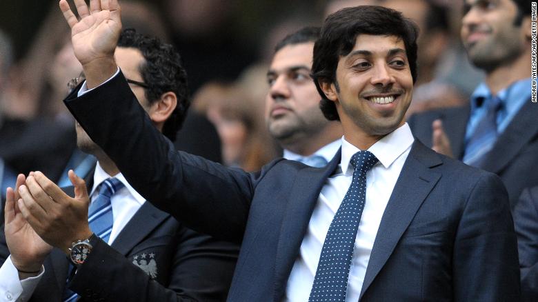 Manchester city owner Sheikh Mansour bin Zayed Al Nahyan looks on during his club&#39;s match against Liverpool in 2010.