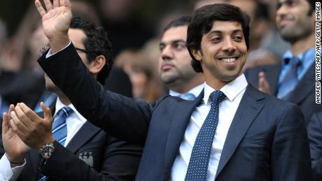 Manchester city owner Sheikh Mansour bin Zayed Al Nahyan looks on during his club&#39;s match against Liverpool in 2010.