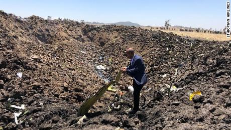 Ethiopian Airlines issued this image of its CEO visiting the crash site.