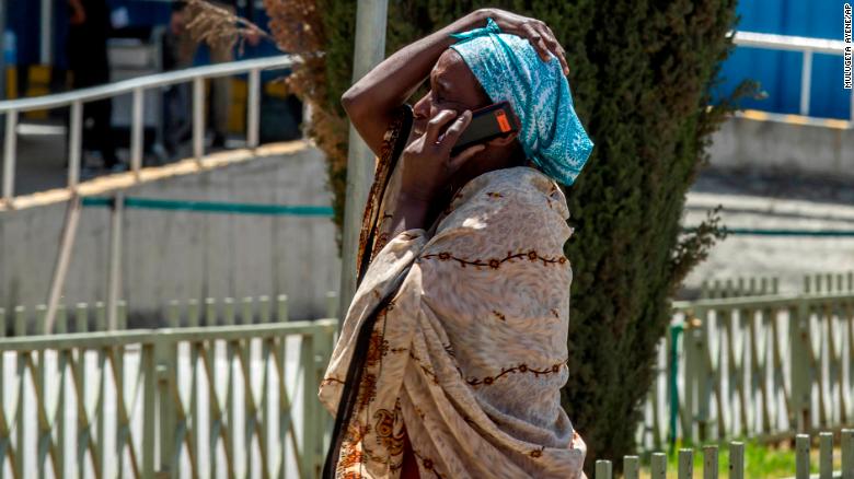 A family member of a victim of the crash awaits news at Addis Ababa airport.