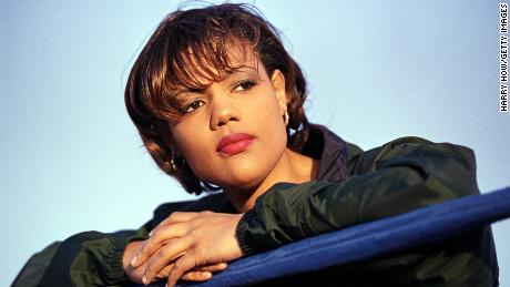 Freeda Foreman poses in the ring during a 2000 press conference in Las Vegas.