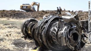 Debris of the crashed Ethiopia Airlines plne near Bishoftu, 60km southeast of Addis Ababa.