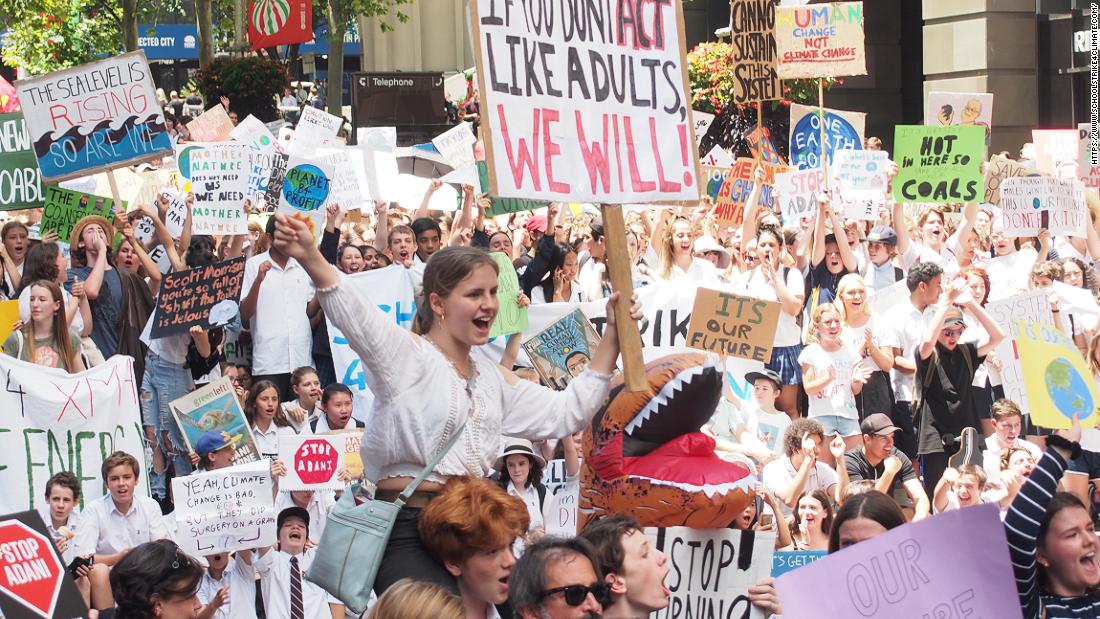 Australia: Teenagers protest against their government&#39;s failure to curb emissions on&lt;br /&gt;November 30, 2018. 