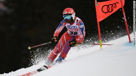 Marti competing in the giant slalom at the 2019 FIS Alpine Ski World Championships in Are.