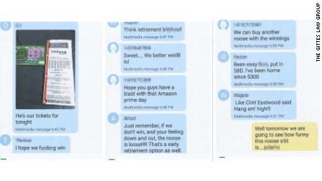 Screengrabs show an alleged group text using slurs. CNN obscured portions of the text to remove identifying information and profanity.