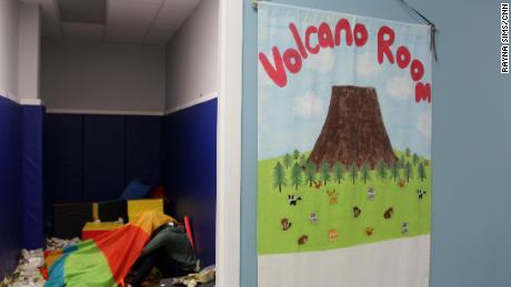 The center&#39;s volcano room lets kids express their emotions.