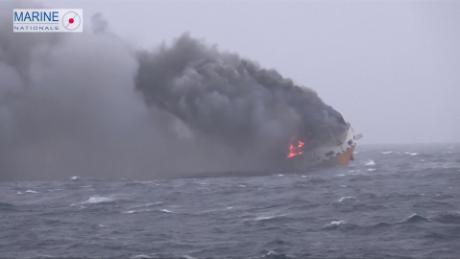STORY: French authorities battled on Thursday (March 14) to prevent the risk of a major oil slick after the Italian cargo ship Grande America sank in the Atlantic this week.
The Grimaldi Lines container ship capsized and sank on March 12 after it caught fire while sailing from Hamburg to Casablanca.
Britain's Royal Navy frigate HMS Argyll managed to rescue all 27 crew members from out of the water.
French authorities said a 10 kilometre (6 miles) long and one kilometre (0.6 miles) wide oil slick could reach the coast of southern Brittany by the end of the weekend.
The cargo ship was carrying 2,200 tones of heavy fuel when it sank 333 kilometres (207 miles) away from the town of La Rochelle in the Charente-Maritime area of western France.
