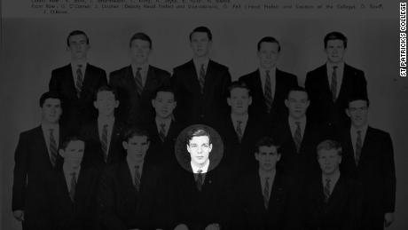 A photo from the 1959 St Patrick&#39;s College year book, showing then-head prefect George Pell sitting in the center.