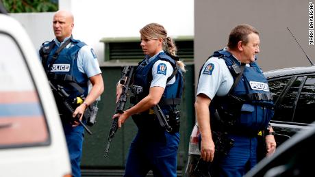 Police responding to one of two shootings at mosques in Christchurch, New Zealand. One of the shooters appears to have livestreamed footage of the deadly attack.