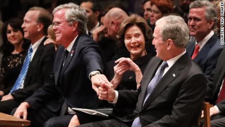 After George W. Bush delivered an emotional eulogy for his father, his brother Jeb Bush kidded his brother: &quot;You fumbled on the two-yard line, but you recovered and scored.&quot;  It &quot;was very moving,&quot; Jeb Bush told CNN&#39;s David Axelrod. 