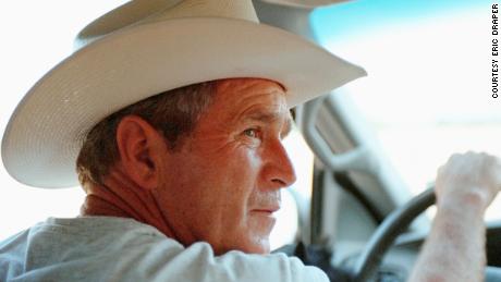 Then-President Bush while touring the family ranch in 2001. 