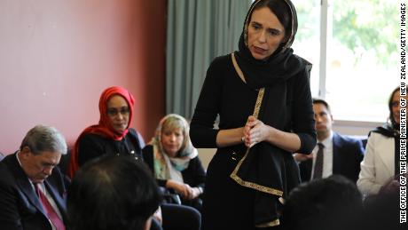 New Zealand Prime Minister Jacinda Ardern meets with Muslim community representatives in Christchurch.