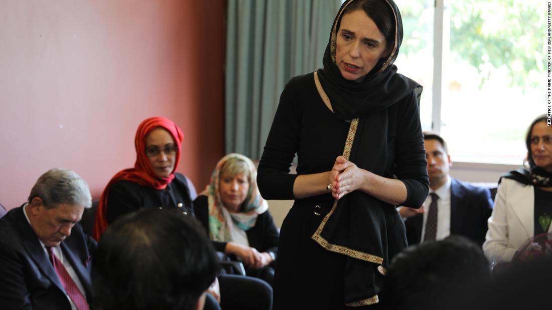 New Zealand Prime Minister Jacinda Ardern meets with Muslim community representatives March 16 in Christchurch.