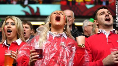 Welsh voices were unwavering despite the deluge.