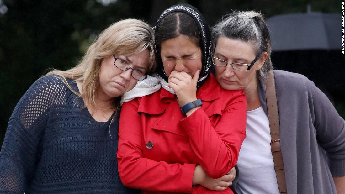 Residents pay their respects outside the Al Noor mosque in Christchurch, New Zealand, on March 17.