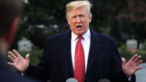 WASHINGTON, DC - NOVEMBER 09: U.S. President Donald Trump speaks to the media before departing on Marine One on the South Lawn of the White House on November 9, 2018 in Washington, DC. President Trump is traveling to France to attend ceremonies marking the 100th anniversary of the end of World War I. (Photo by Mark Wilson/Getty Images)