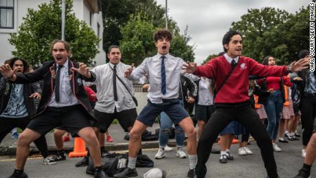 CHRISTCHURCH, NEW ZEALAND - MARCH 18: Youngsters perform a Haka during a students vigil near Al Noor mosque on March 18, 2019 in Christchurch, New Zealand. 50 people were killed, and dozens are still injured in hospital after a gunman opened fire on two Christchurch mosques on Friday, 15 March. The accused attacker, 28-year-old Australian, Brenton Tarrant, has been charged with murder and remanded in custody until April 5. The attack is the worst mass shooting in New Zealand's history. (Photo by Carl Court/Getty Images)