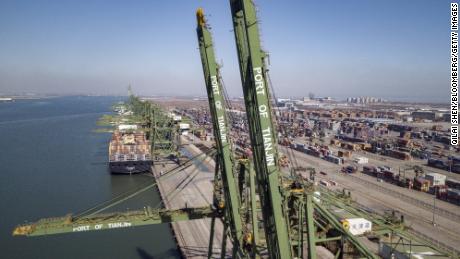 The port in the Chinese city of Tianjin. China has been struggling with an economic slowdown that has been exacerbated by the trade war with the United States.