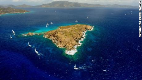 Yachts take part in the 2018 BVI Spring Regatta.