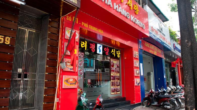 The exterior of the Koryo restaurant Hanoi is seen on March 1. 