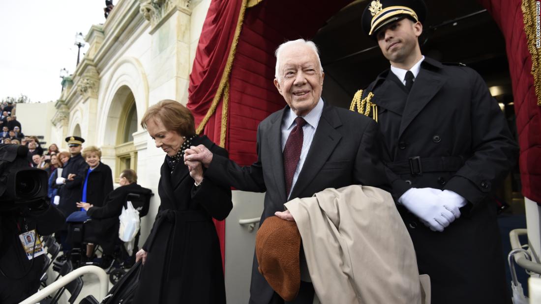 Carter and his wife arrive for the inauguration of Donald Trump in January 2017.