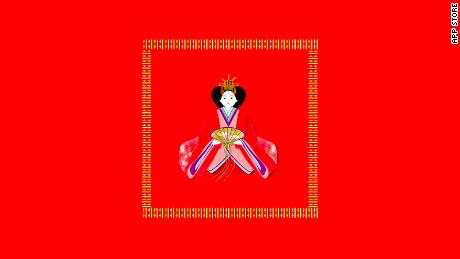 The logo for Masako Wakamiya's app Hinadan features a traditional Japanese doll. The game is centered around the annual celebration of Hinamatsuri, or Doll's Day.