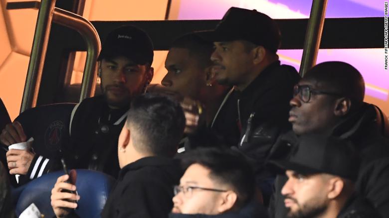 Neymar could only watch on from the stands due to injury.