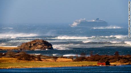 The cruise ship is adrift Saturday in rough seas in the Hustadvika area off western Norway.