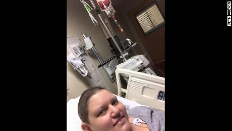 This picture shows Beth Wilson on the day of her transplant, January 21, 2016.