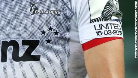 Crusaders players wore an armband in tribute to victims of the Christchurch attack