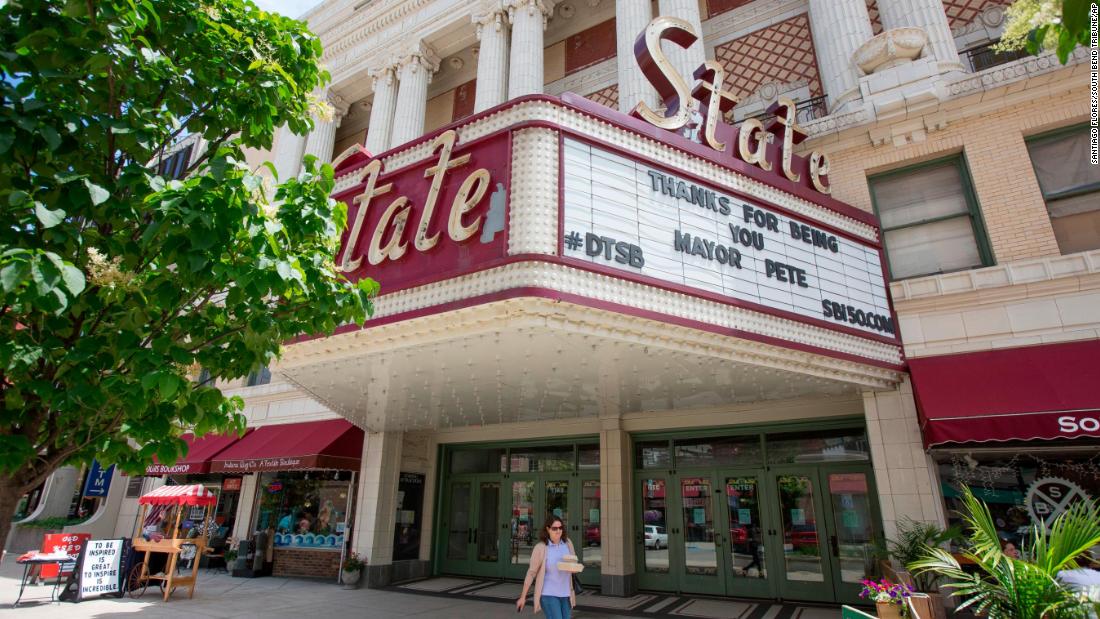The State Theater in downtown South Bend shows its support for &quot;Mayor Pete&quot; after Buttigieg &lt;a href=&quot;https://www.southbendtribune.com/news/local/south-bend-mayor-why-coming-out-matters/article_4dce0d12-1415-11e5-83c0-739eebd623ee.html&quot; target=&quot;_blank&quot;&gt;came out&lt;/a&gt; as gay in June 2015.